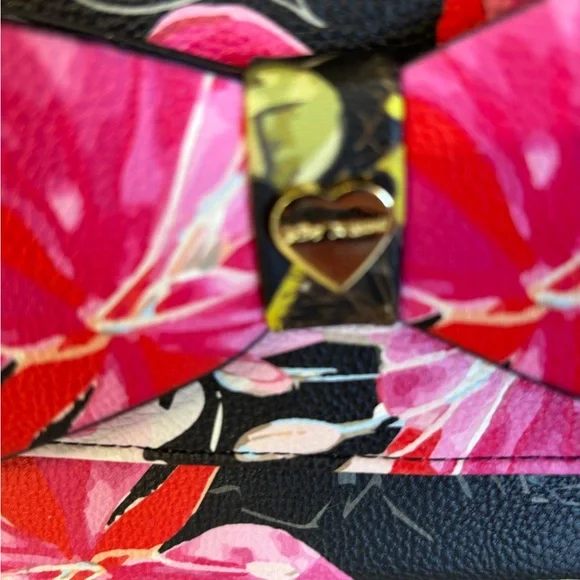 Floral Black Clutch with Pink Bow - Picture 3 of 4